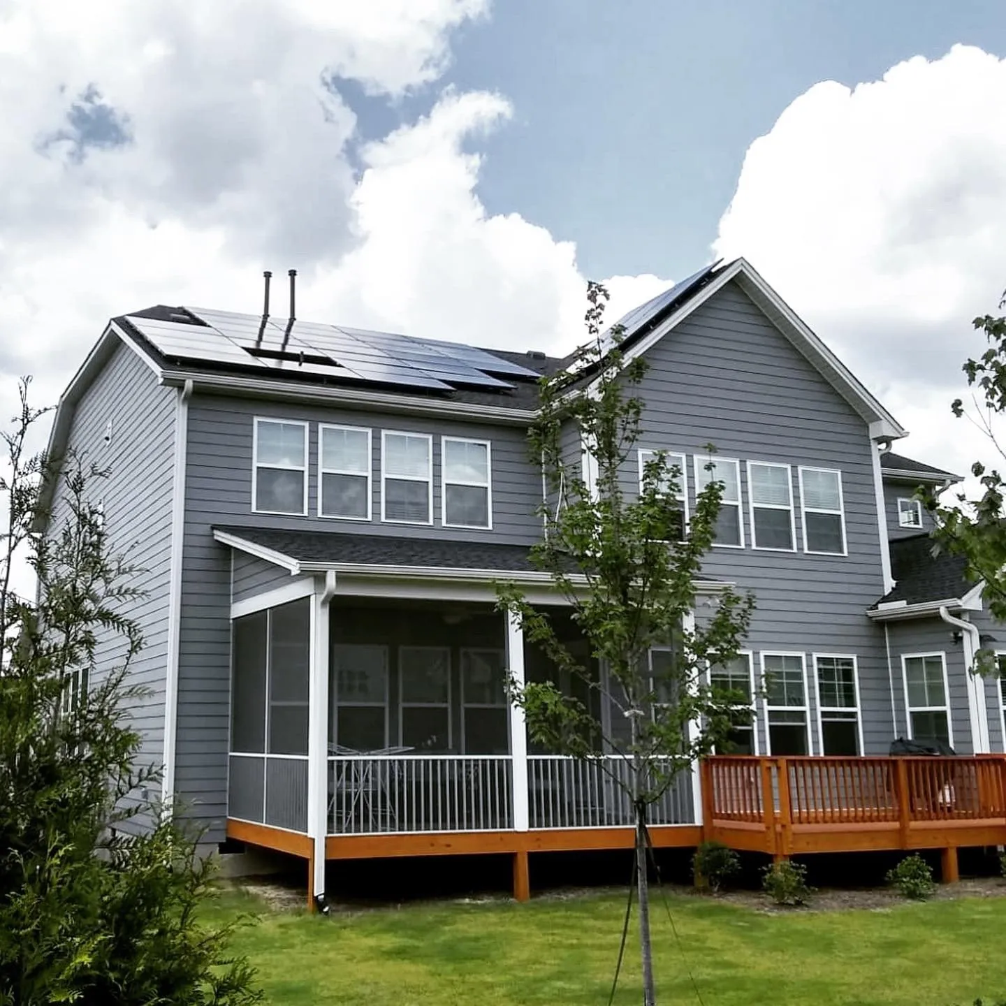 Residential Home with Solar Panels on Roof