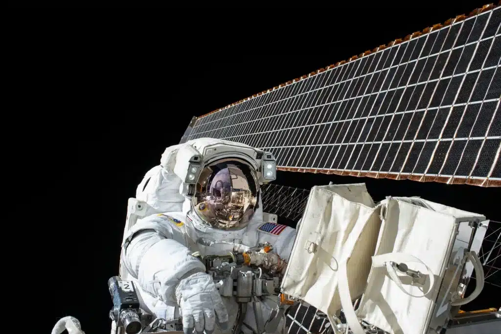 Astronaut with solar panel