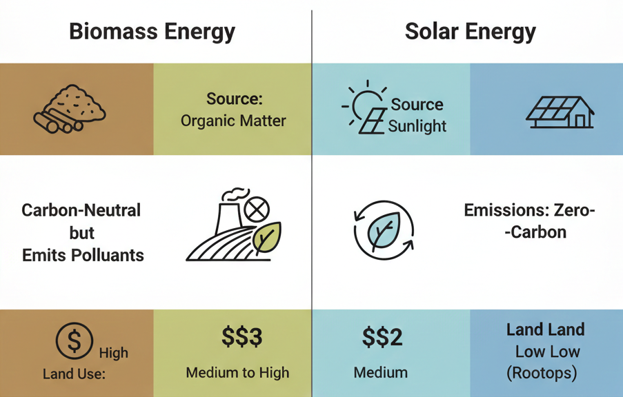 Biomass vs Solar Comparison